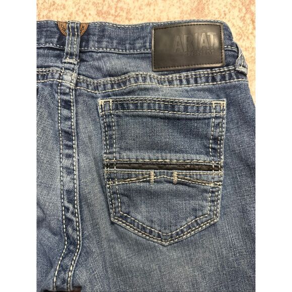 Ariat Men's M7 Slim Fit Whiskering Faded Straight Leg Jeans Blue Size 29/30 - Picture 7 of 11